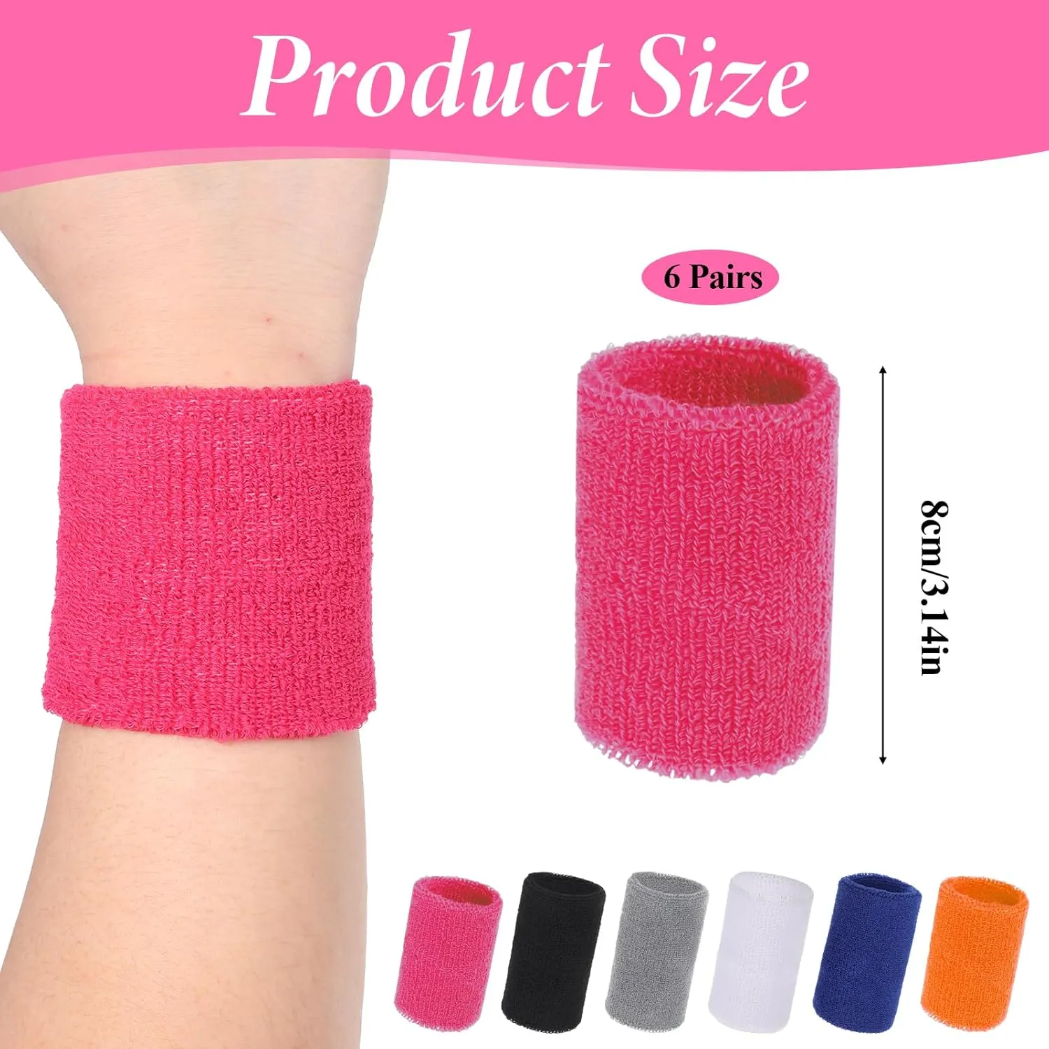 12 Pcs Sweat Bands Wristbands, Tennis Wristbands Sweatbands Sweat Absorption Protection Sports for Tennis, Running
