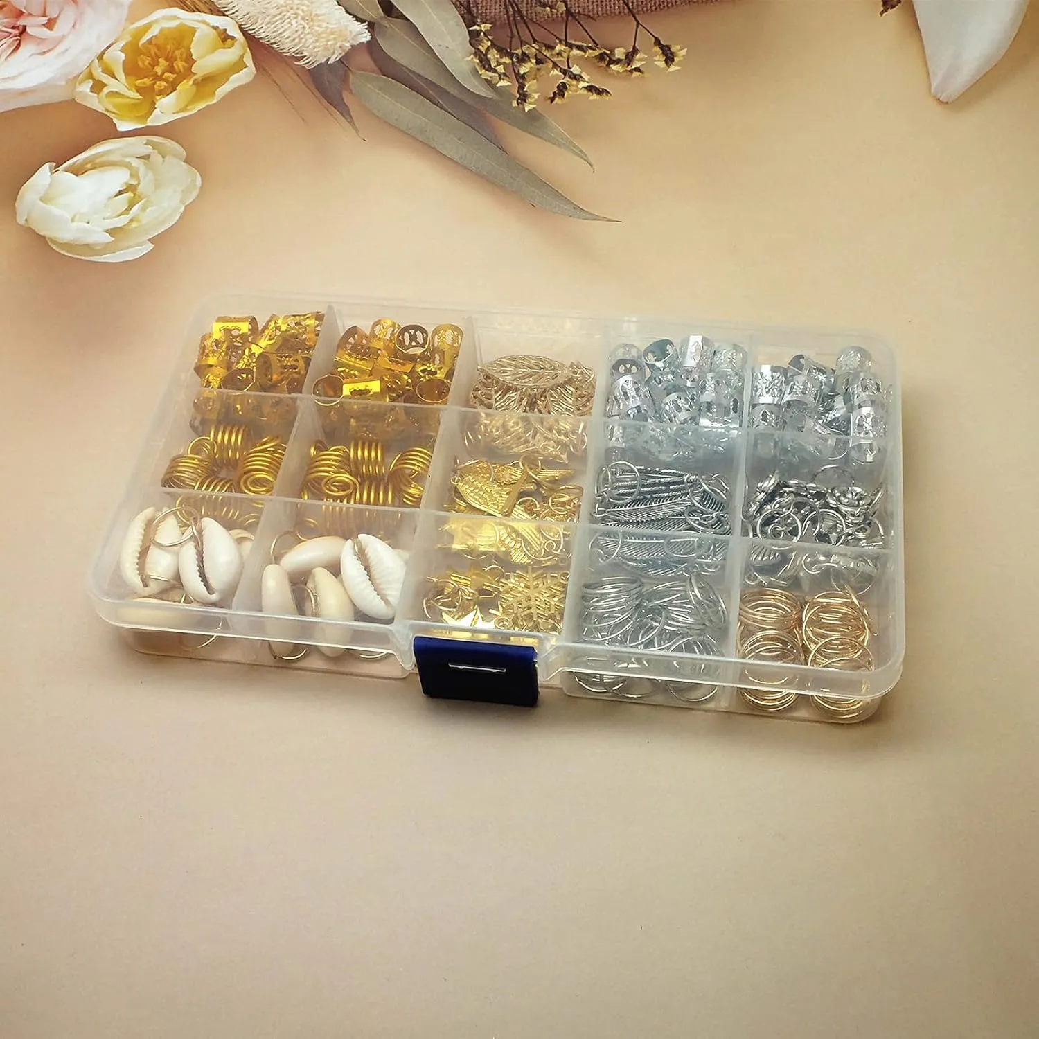 220-Piece Braiding Hair Rings - 15 Styles, Jewelry for Braids, Clips, Pendants, Headbands & Accessories
