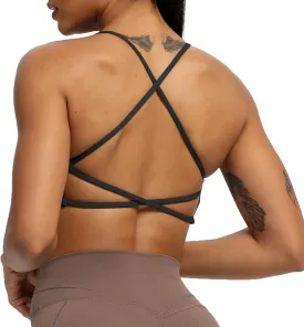 Aoxjox Women's Workout Sports Bras Fitness Backless Padded Ivy Low Impact Bra Yoga Crop Tank Top