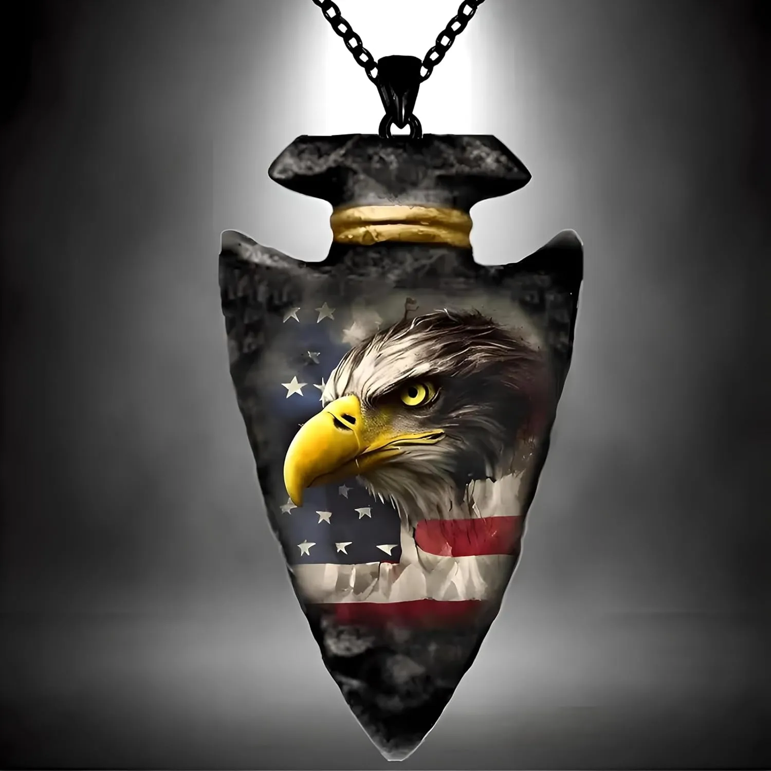 Bald Eagle Triangle Pendant Necklace - Fashion-Forward Hip Hop Style - Durable & Bold Accessories for Men - Gift Idea for Every Occasion