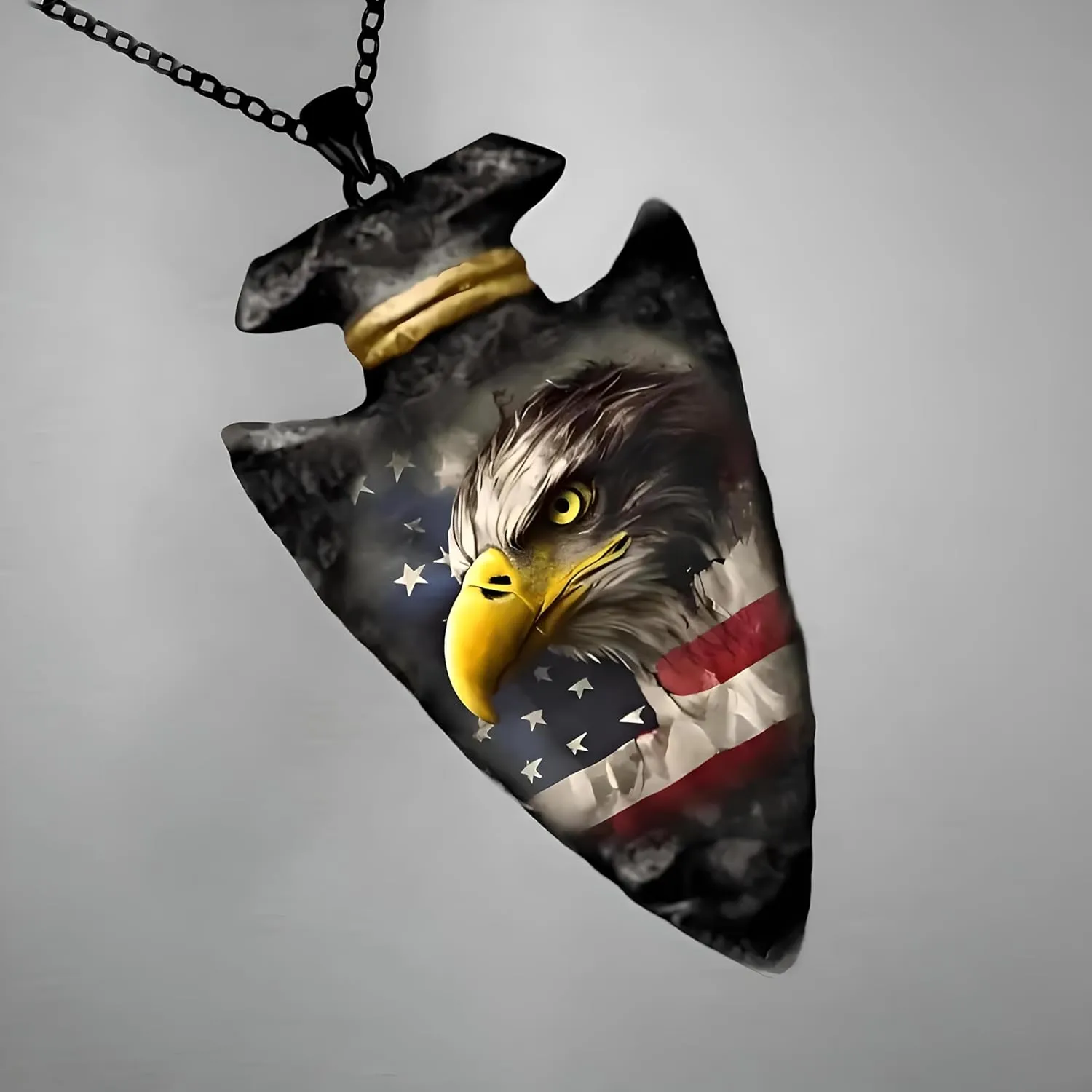 Bald Eagle Triangle Pendant Necklace - Fashion-Forward Hip Hop Style - Durable & Bold Accessories for Men - Gift Idea for Every Occasion