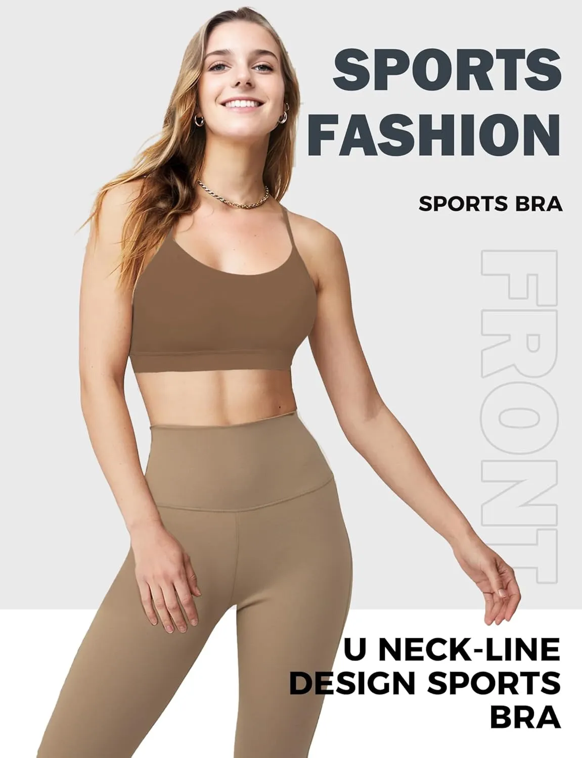 Buauty Y Back Sports Bra for Women, Low Impact Padded Racerback Spaghetti Strap Bras, Womens Workout Yoga Gym Tops