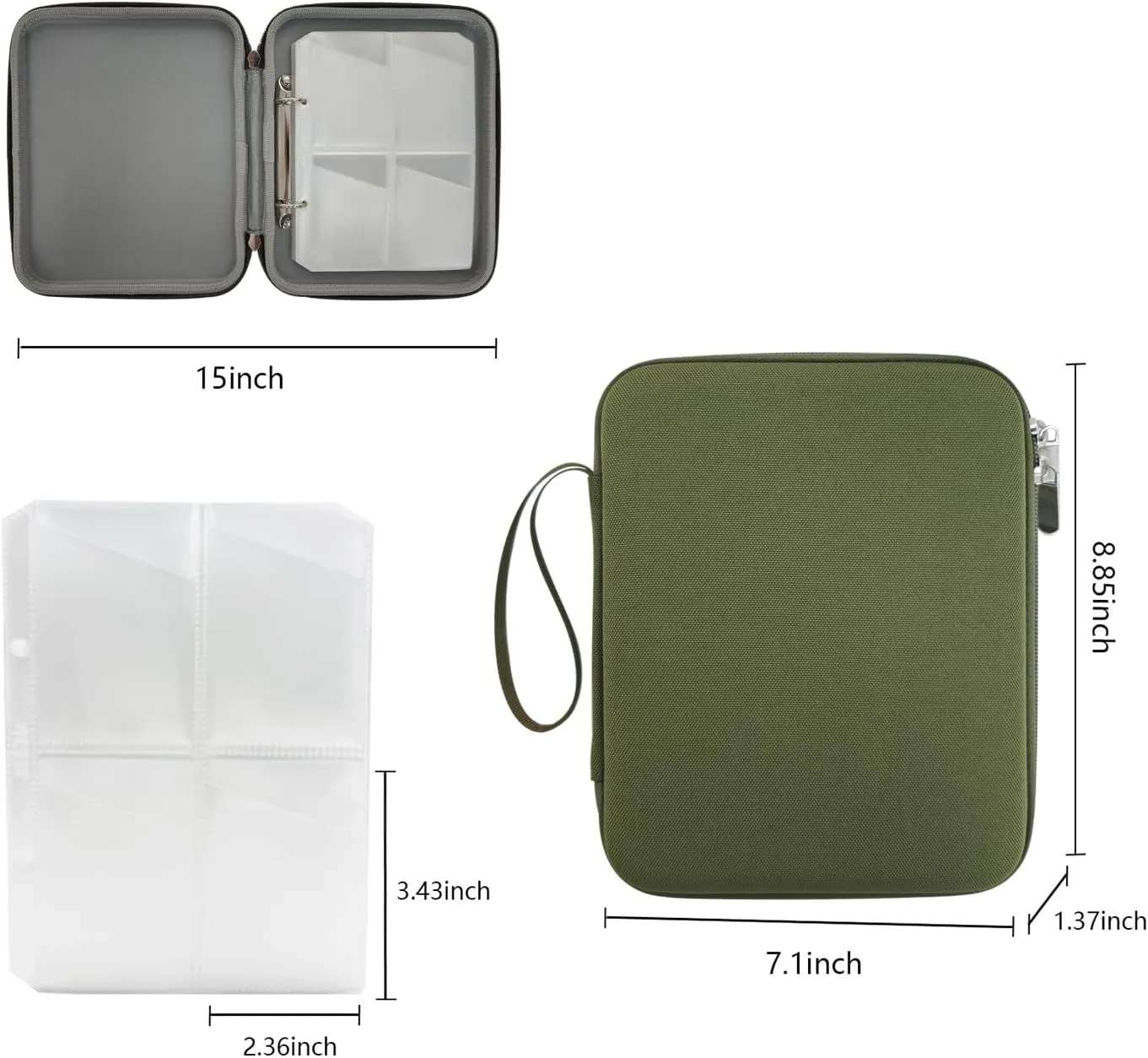 Card Case Holder for Yoto Cards Album Pouch Storage Organizer 120 Pockets, Large Capacity Portable Folder with 2 Zipper and Carry Strap, Yoto Card Binder with Sleeves for Travel (Army Green)