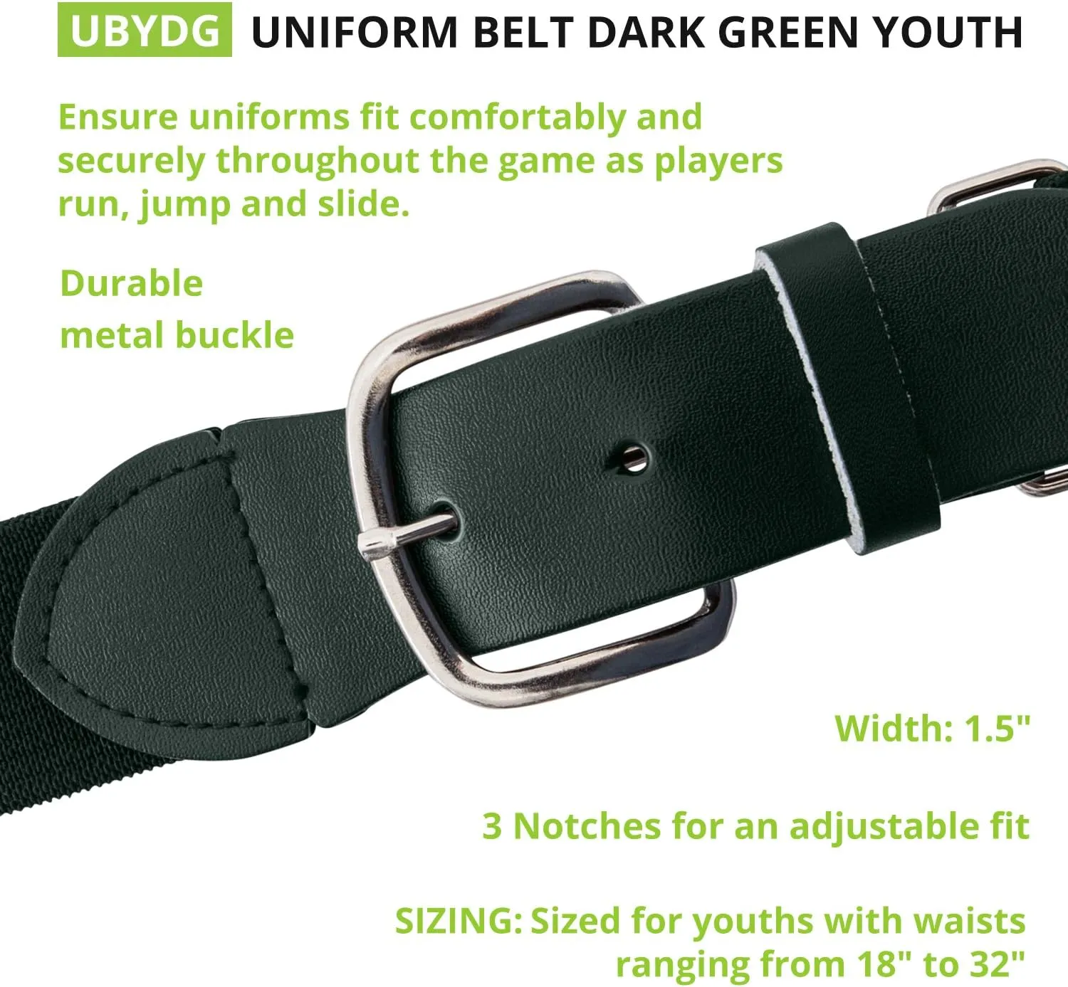 Champion Sports Baseball/Softball Uniform Belt, Comfort Stretch Fit - Durable Syntex Tab, Youth & Adult Sizes