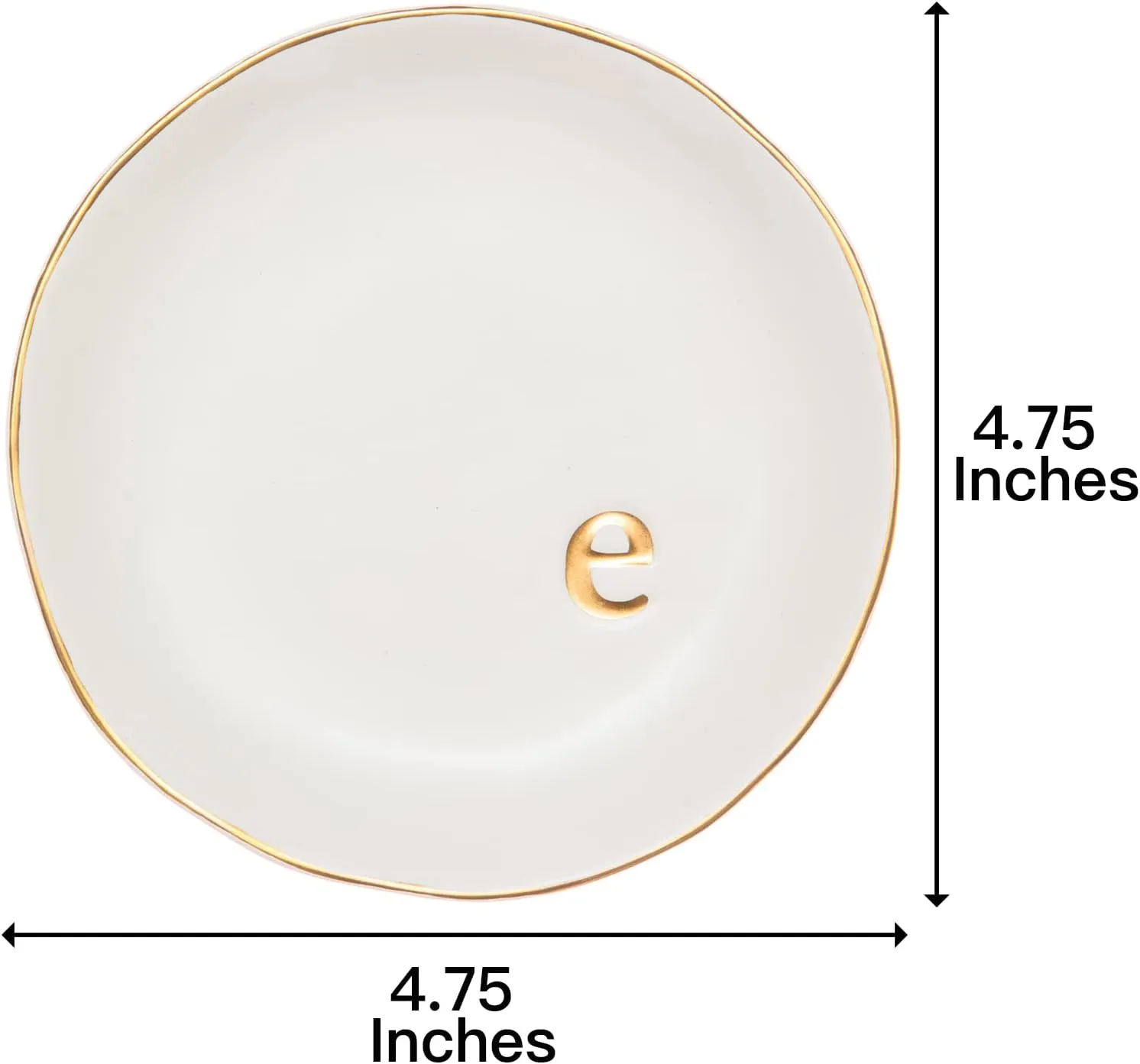 COLLECTIVE HOME - Ceramic Jewelry Tray, Decorative Trinket Dish for Rings Earrings Necklaces Bracelet Watch Keys, Birthday Mother's Day for Women, 4.75", White Surface (E)