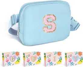 COSHAYSOO Blue Belt Bag Fanny Pack Crossbody 7th 8th 9th 10th 11th 12th 13th 14th 15th 16th 17th 18th 19th 20th 21st Birthday Gifts for Girls Sister Daughter Unique Personalized Initial Letter S