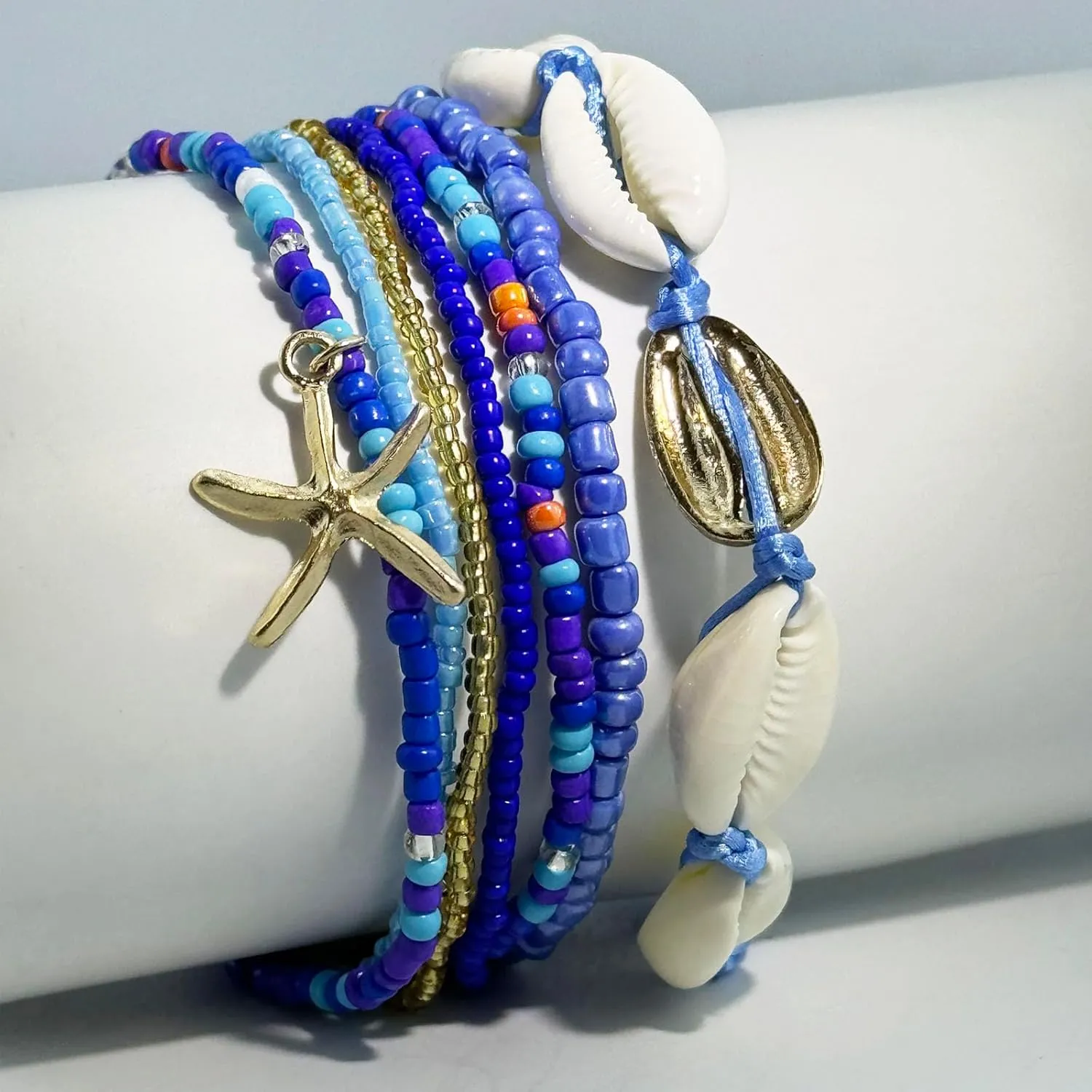 CSIYANJRY99 Shell Ankle Bracelet for Women Boho Starfish Stackable Bead Anklet Natural Shell Ankle Adjustable Hawaii Waterproof Beach Shell Foot Jewelry for Women