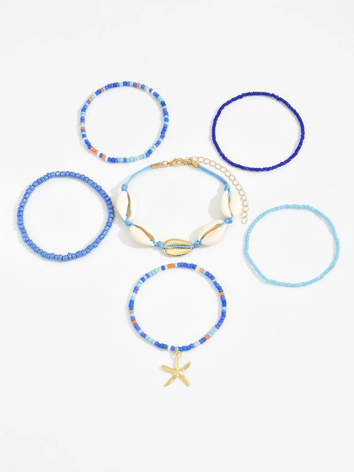 CSIYANJRY99 Shell Ankle Bracelet for Women Boho Starfish Stackable Bead Anklet Natural Shell Ankle Adjustable Hawaii Waterproof Beach Shell Foot Jewelry for Women