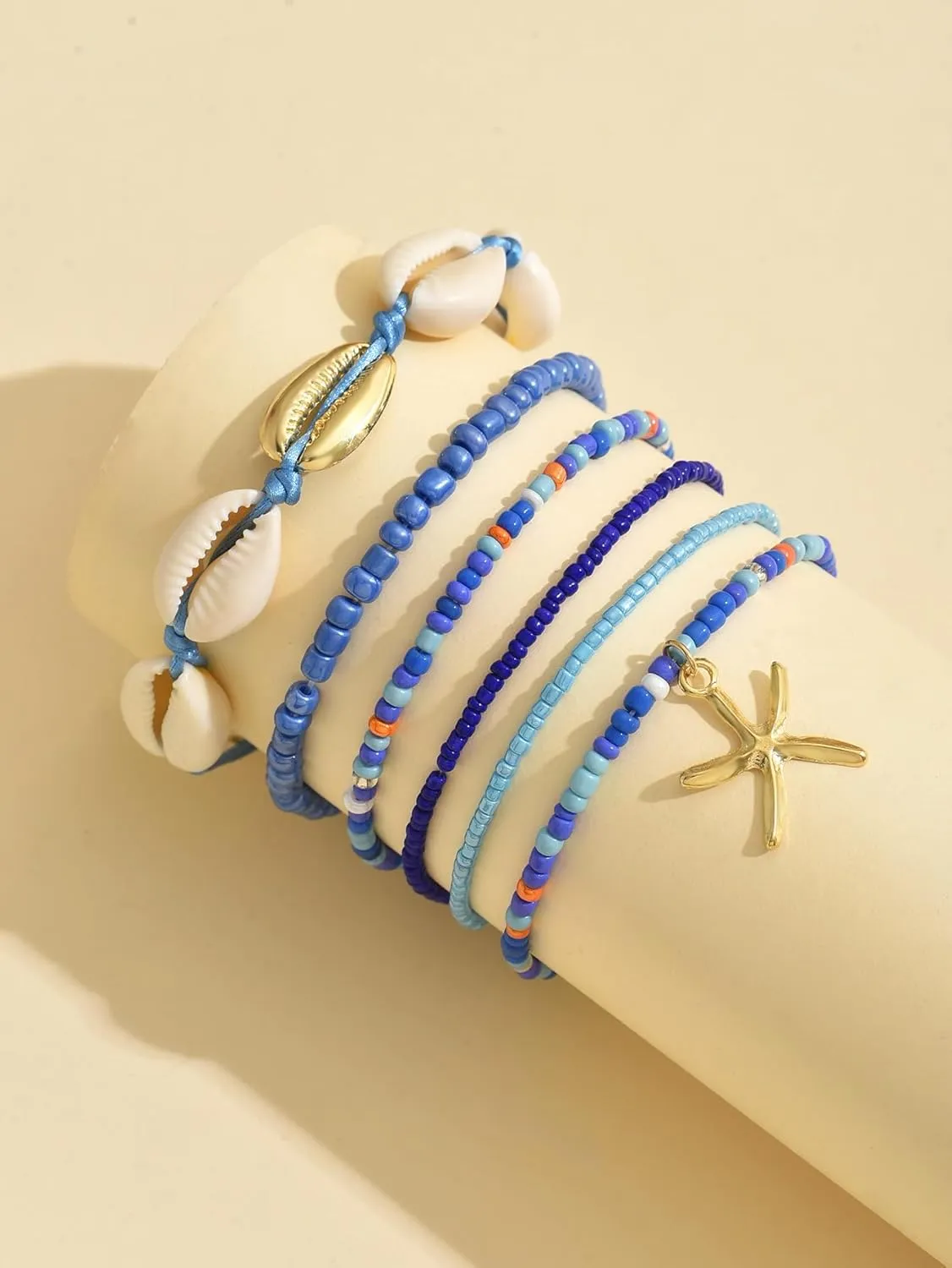 CSIYANJRY99 Shell Ankle Bracelet for Women Boho Starfish Stackable Bead Anklet Natural Shell Ankle Adjustable Hawaii Waterproof Beach Shell Foot Jewelry for Women