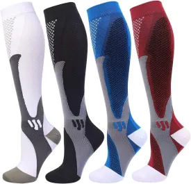 Double Couple 4 Pairs Compression Socks for Men and Women Compression Stockings
