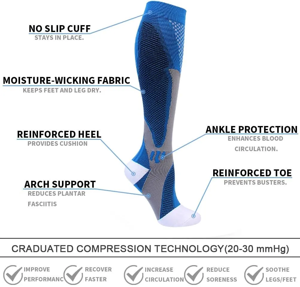 Double Couple 4 Pairs Compression Socks for Men and Women Compression Stockings