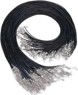 EuTengHao 120Pcs Necklace Cord Bulk, Black Waxed Necklace Cord String for Jewelry Necklace Bracelet Making (24 inch Length,1.5mm Width)