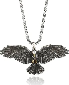 FAZOVIN Animal Necklace Eagle/Frog/Owl/Kitty Cat Pendant wit 23.6 Inch Stainless Steel Chain for Men and Women