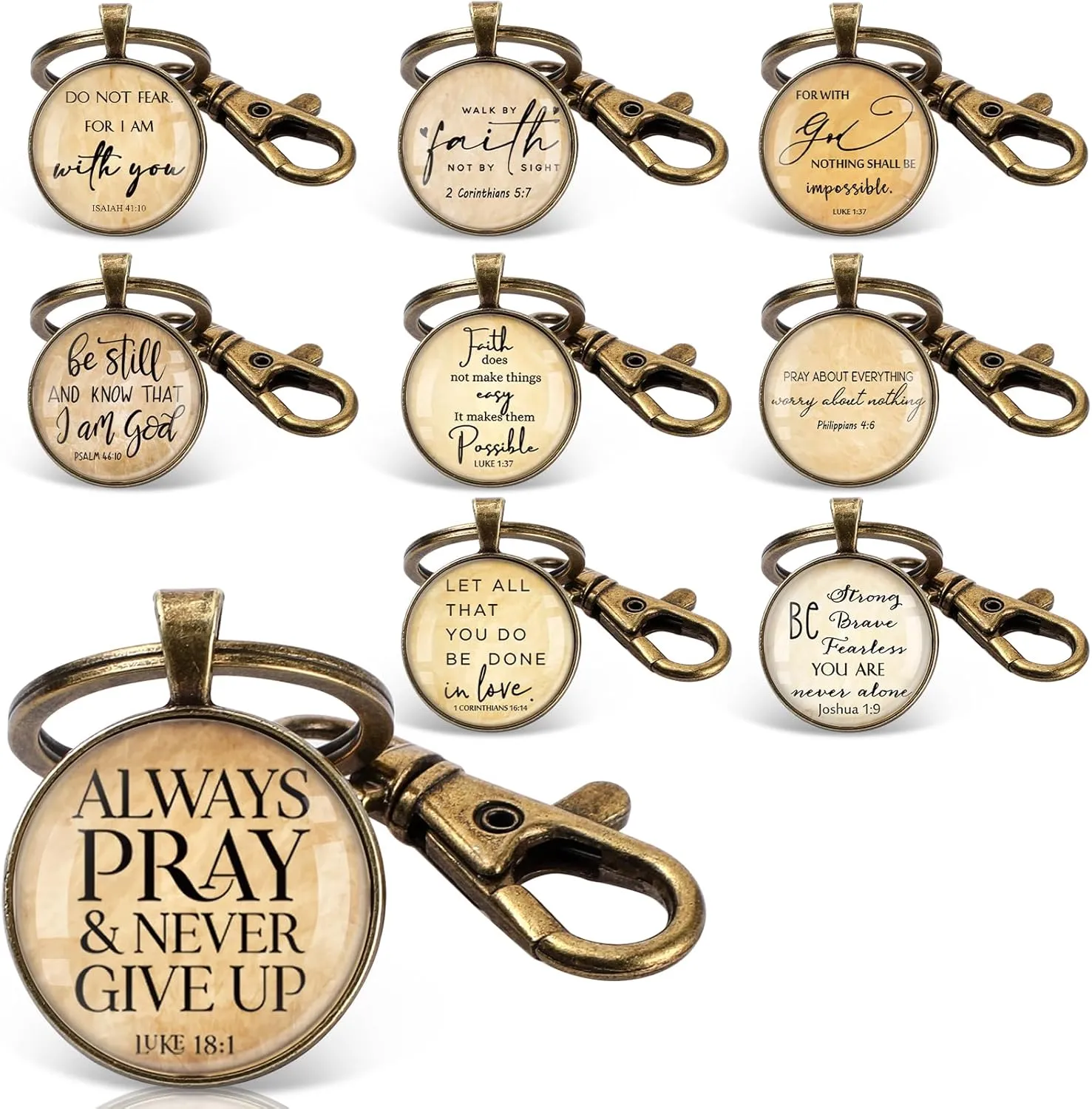 Fumete Christian Keychain Bulk Bible Verse Religious Keychain Scripture Quote Inspirational Gifts for Father Men Women
