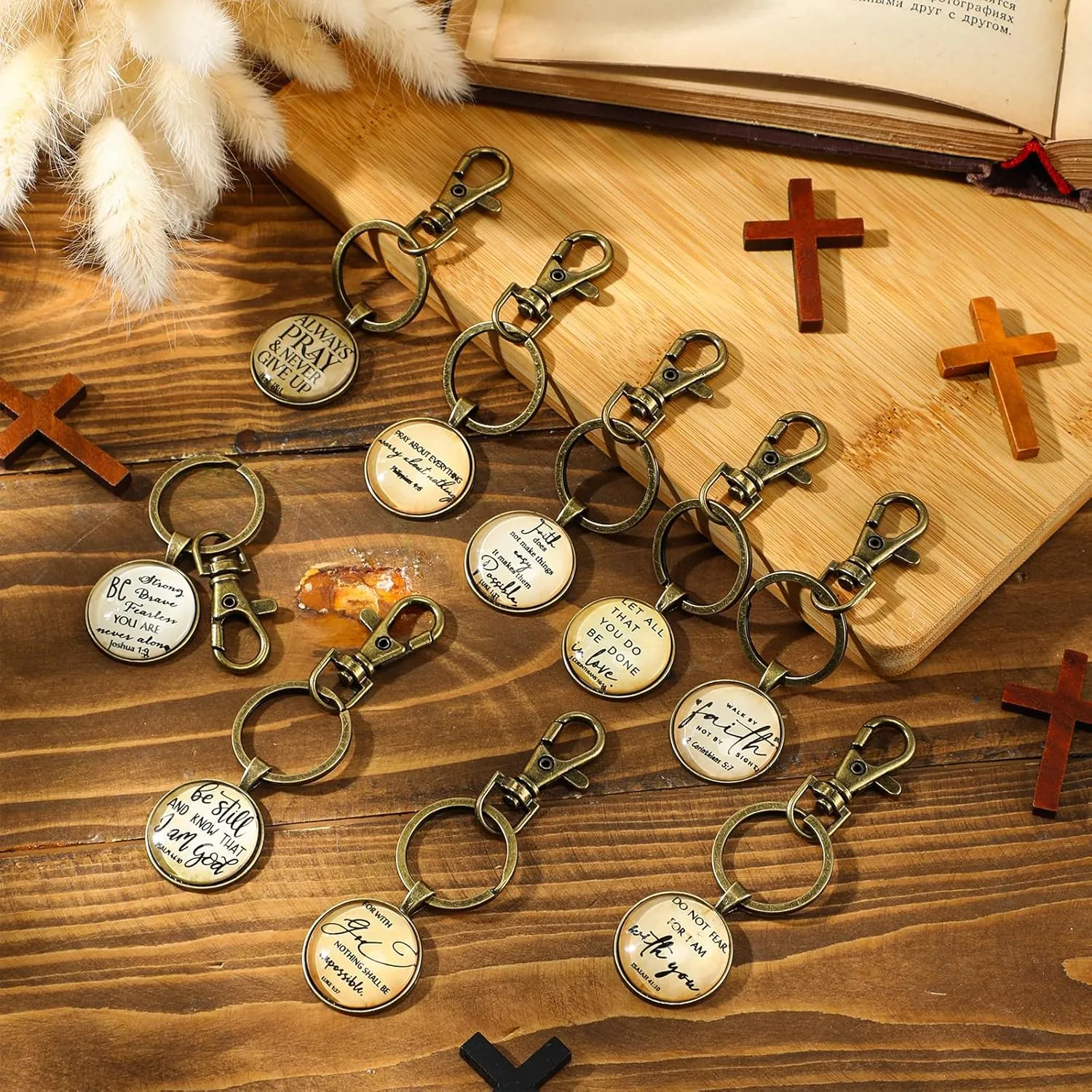 Fumete Christian Keychain Bulk Bible Verse Religious Keychain Scripture Quote Inspirational Gifts for Father Men Women