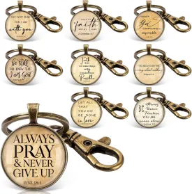 Fumete Christian Keychain Bulk Bible Verse Religious Keychain Scripture Quote Inspirational Gifts for Father Men Women