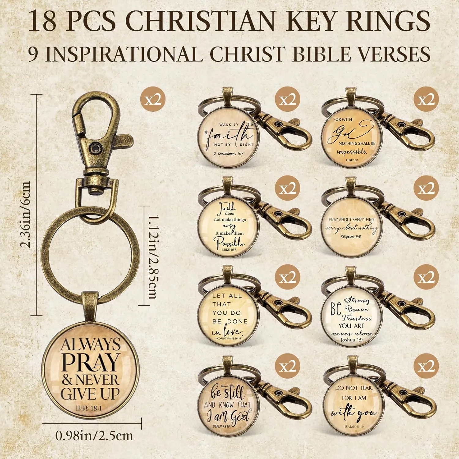 Fumete Christian Keychain Bulk Bible Verse Religious Keychain Scripture Quote Inspirational Gifts for Father Men Women