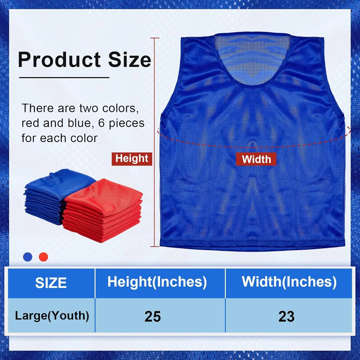 Geyoga 12 Pcs Soccer Pinnies Youth Scrimmage Vests Basketball Practice Jersey Soccer Training Equipment for Sports