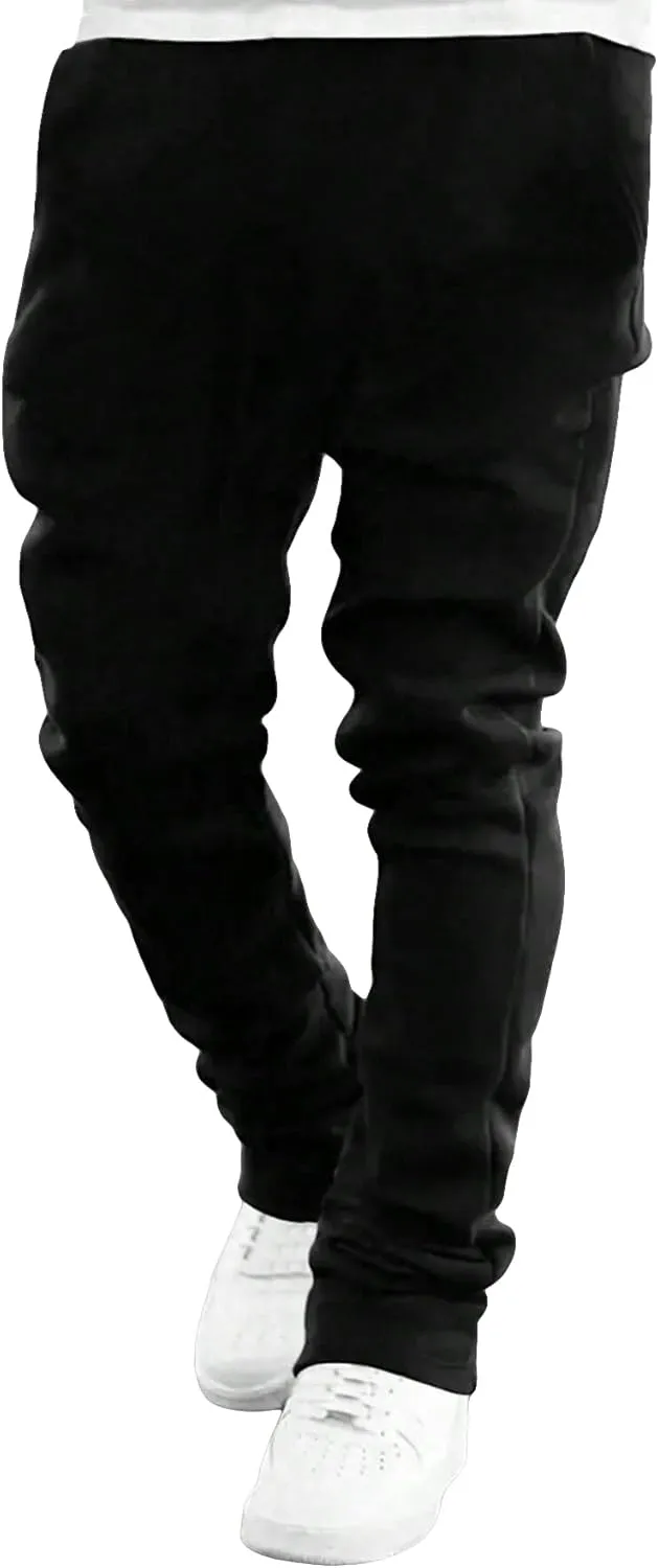 GORGLITTER Men's Letter Graphic Drawstring Waist Pants Stacked Flared Cool Sweatpants with Pockets