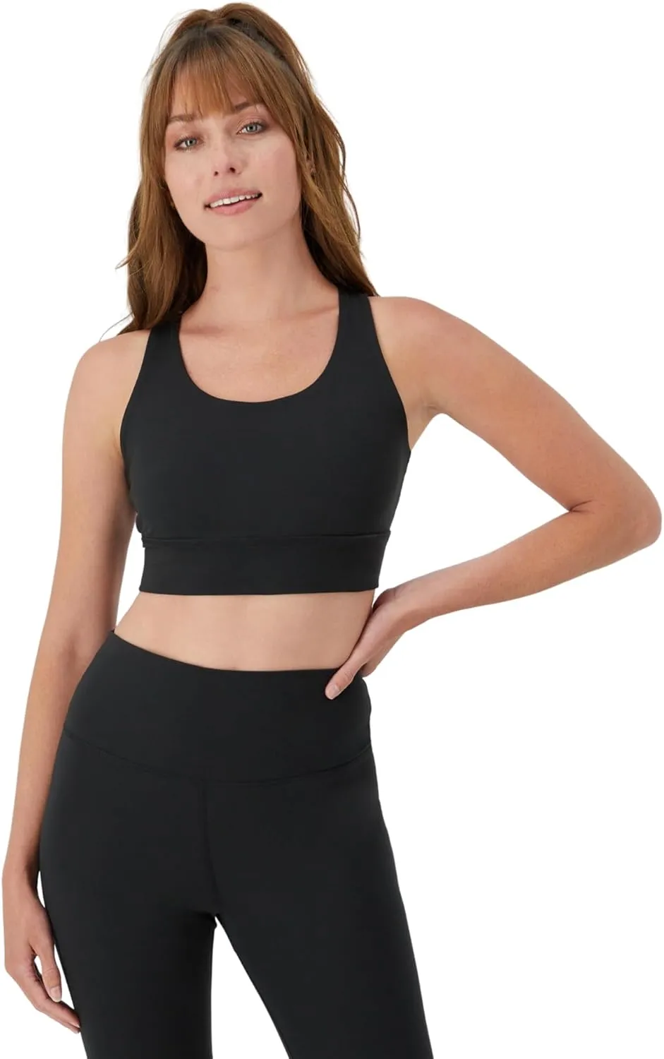 Hanes Sports Bra, Racerback Women, Stretch Pullover Crop Top with Cutout