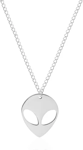 Hollowing Face Eye Alien Pendant Necklace Science Fiction Cartoon Head Portrait Necklace Jewelry for Women Men Birthday Gifts