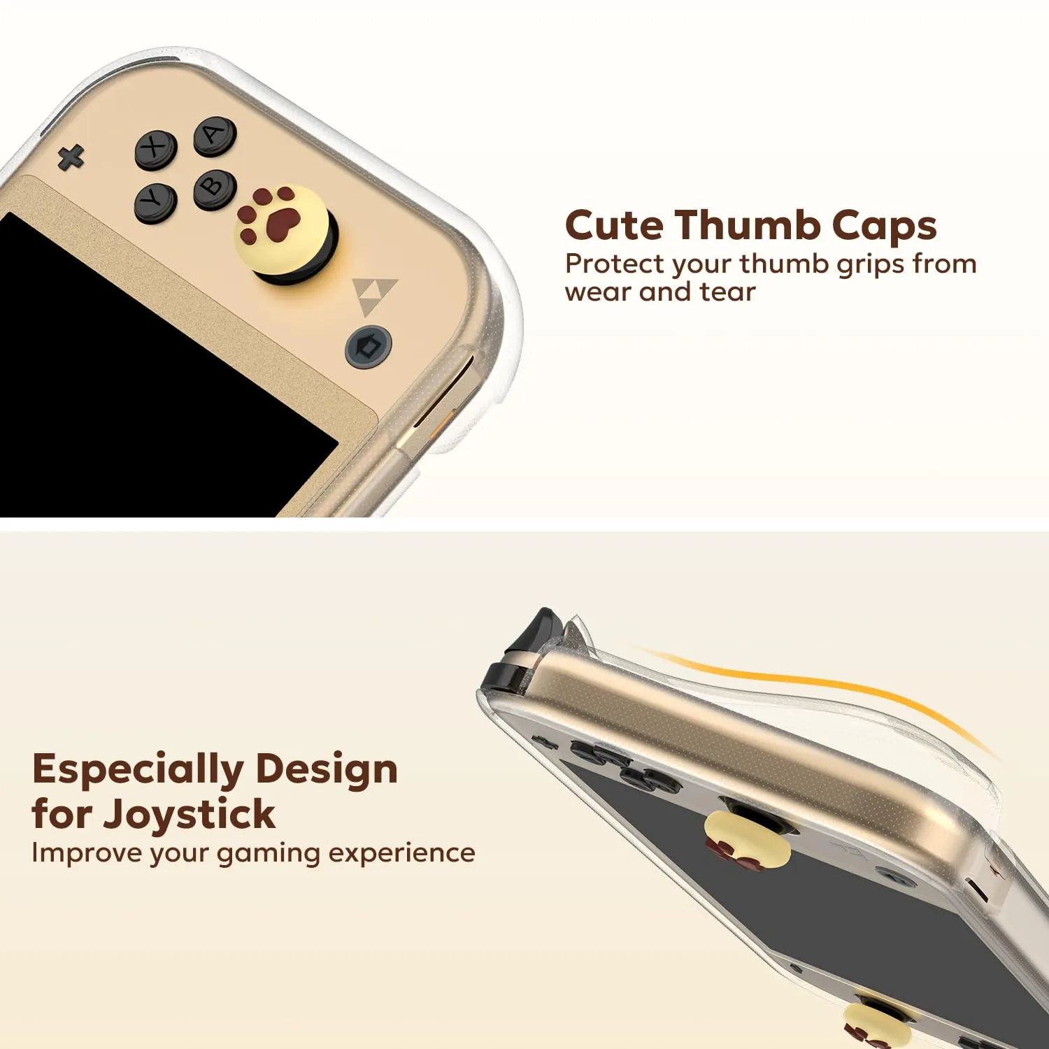 innoAura Switch Lite Case, 14 in 1 Switch Lite Accessories Bundle with Cute Switch Lite Carrying Case, Switch Lite Screen Protector, Switch Game Case, Switch Thumb Caps (Brown Cookie)
