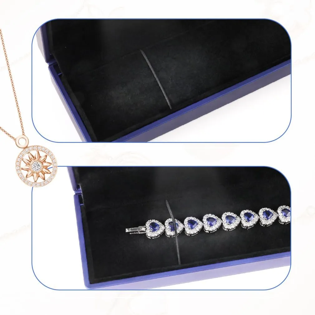 iSuperb LED Light Long Necklace Box Chain Bracelet Box Jewelry Display Case 9x 2.2x1.4 inches Storage Deep Blue Jewelry Gift Box