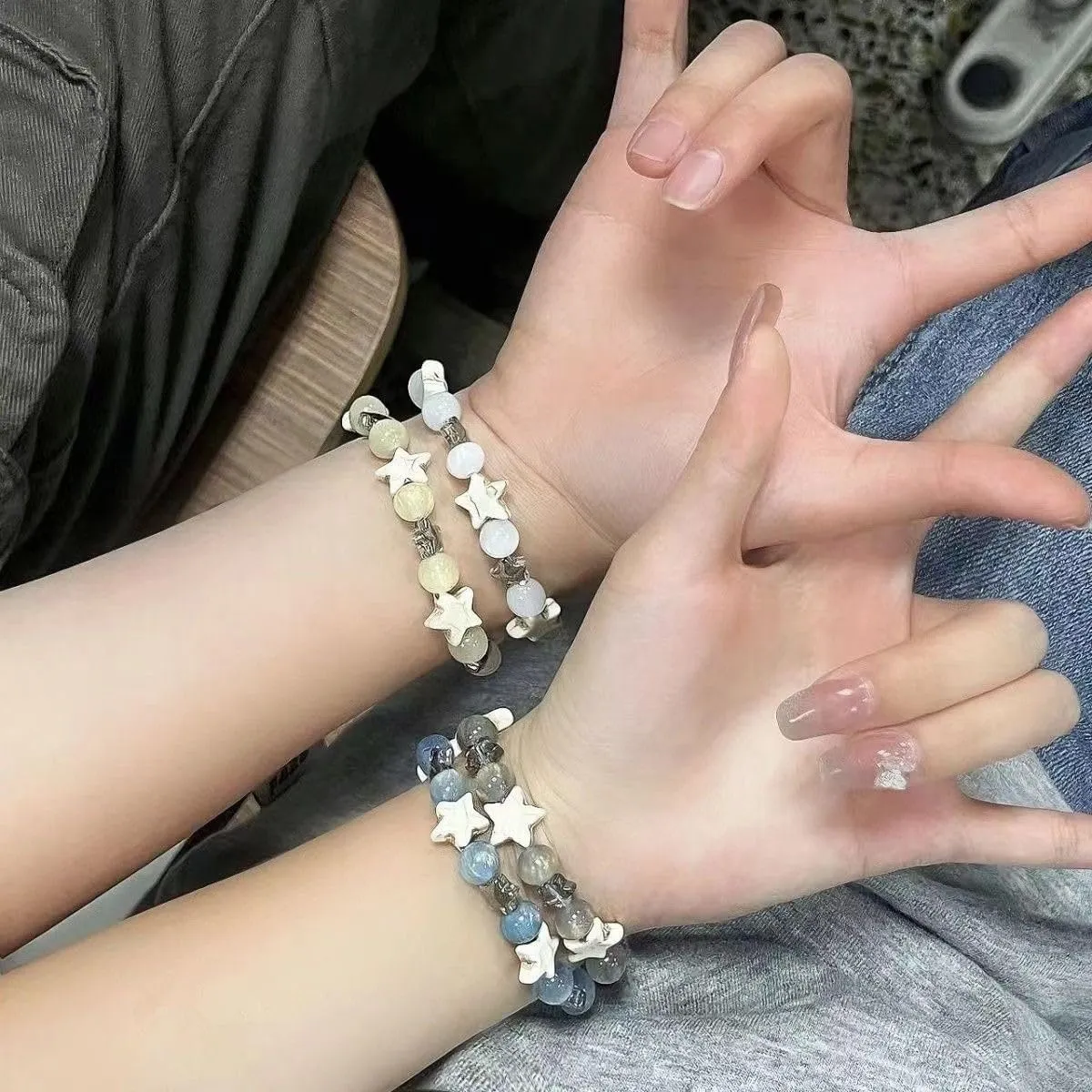 Kelabia Y2K Star Beaded Bracelets Cute Bracelet for Women Kawaii Double-Layer Bracelets Y2K Jewelry Accessories Trendy Stuff