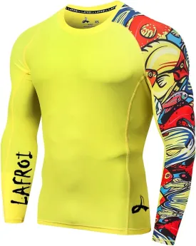 LAFROI Men's Long Sleeve UPF 50  Baselayer Skins Performance Fit Compression Rash Guard-CLYYB