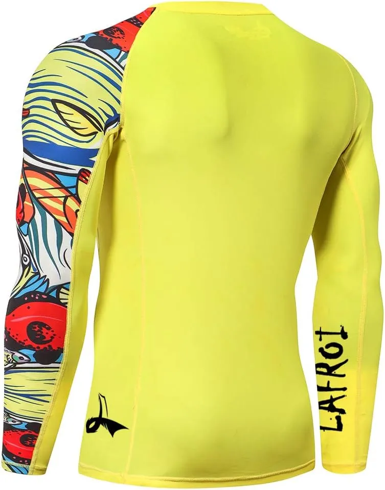 LAFROI Men's Long Sleeve UPF 50  Baselayer Skins Performance Fit Compression Rash Guard-CLYYB