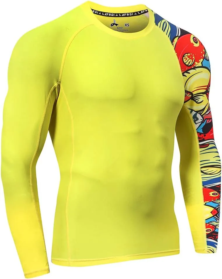 LAFROI Men's Long Sleeve UPF 50  Baselayer Skins Performance Fit Compression Rash Guard-CLYYB