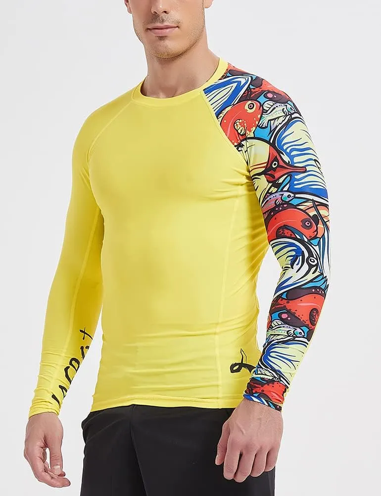LAFROI Men's Long Sleeve UPF 50  Baselayer Skins Performance Fit Compression Rash Guard-CLYYB