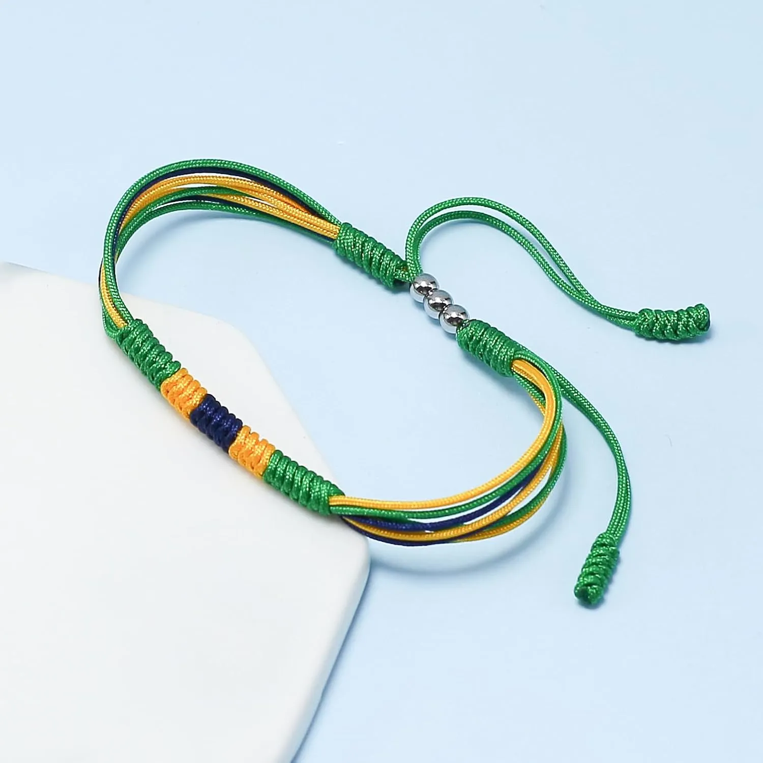 LAMIBEE Brazil Flag Bracelet, Brazilian Proud, Protection and Lucky Surfer String Bracelet, Tibetan Wrist Wrap Bracelet, Boho Style Rope Bracelet for Women, Men, String Thread (Brazil)