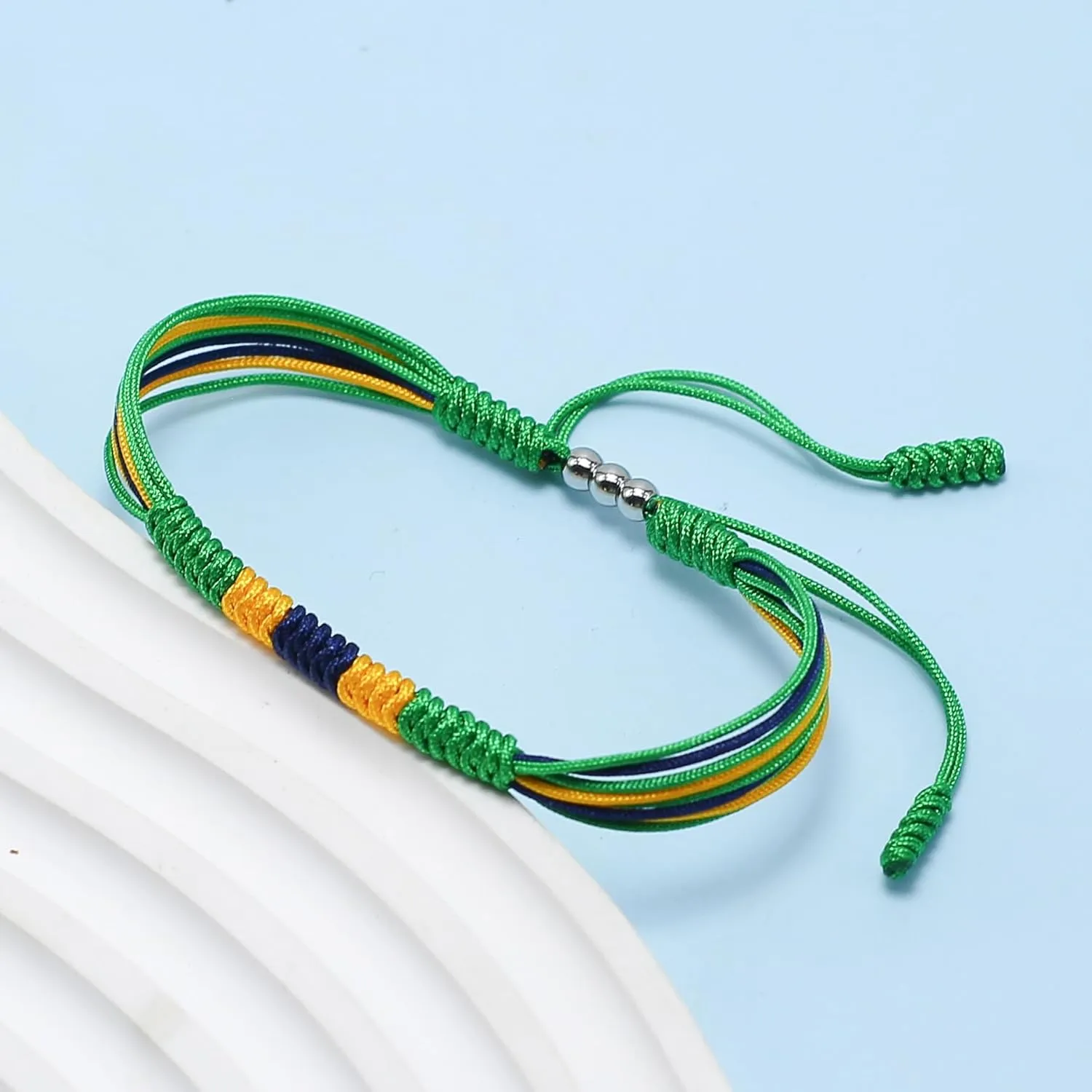 LAMIBEE Brazil Flag Bracelet, Brazilian Proud, Protection and Lucky Surfer String Bracelet, Tibetan Wrist Wrap Bracelet, Boho Style Rope Bracelet for Women, Men, String Thread (Brazil)