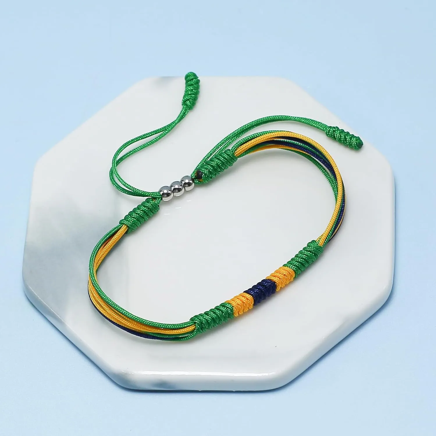 LAMIBEE Brazil Flag Bracelet, Brazilian Proud, Protection and Lucky Surfer String Bracelet, Tibetan Wrist Wrap Bracelet, Boho Style Rope Bracelet for Women, Men, String Thread (Brazil)