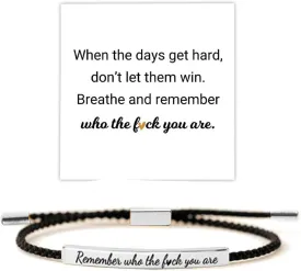 Let Them Tube Bracelet for Women, Self Worth Motivation Bracelet Adjustable Braided Rope Handmade Engraved Bracelet Stainless Steel To My Daughter Inspirational Jewelry Gifts for Women Best Friend