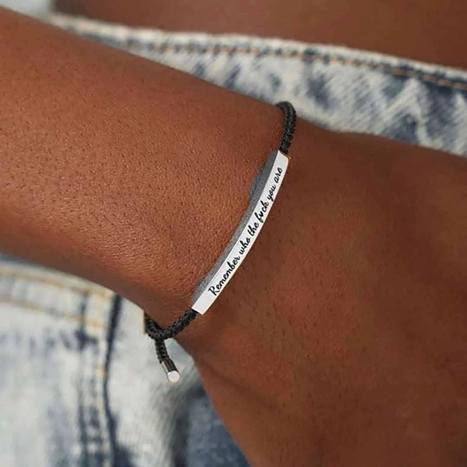 Let Them Tube Bracelet for Women, Self Worth Motivation Bracelet Adjustable Braided Rope Handmade Engraved Bracelet Stainless Steel To My Daughter Inspirational Jewelry Gifts for Women Best Friend