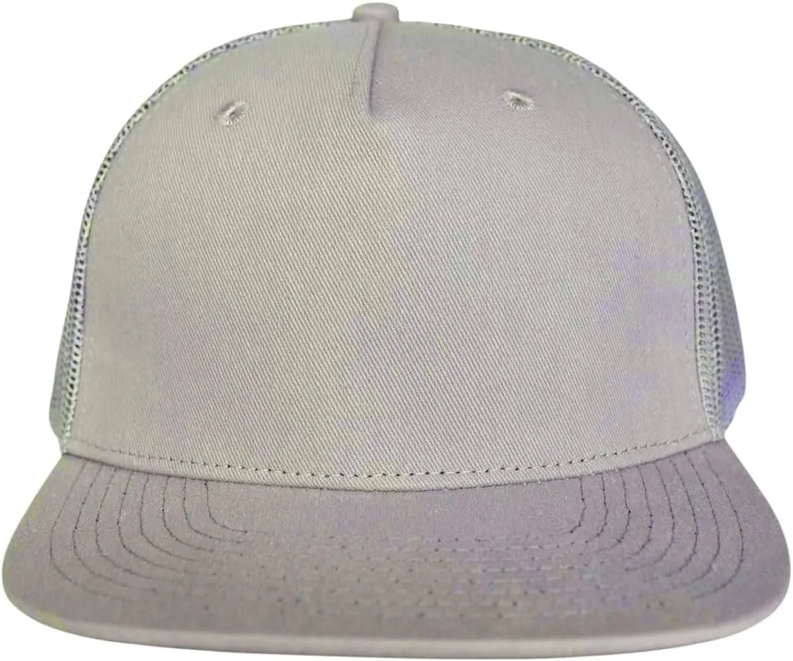 M-L, XL-XXL 5-Panel Mesh Back Trucker Flat Brim Hat