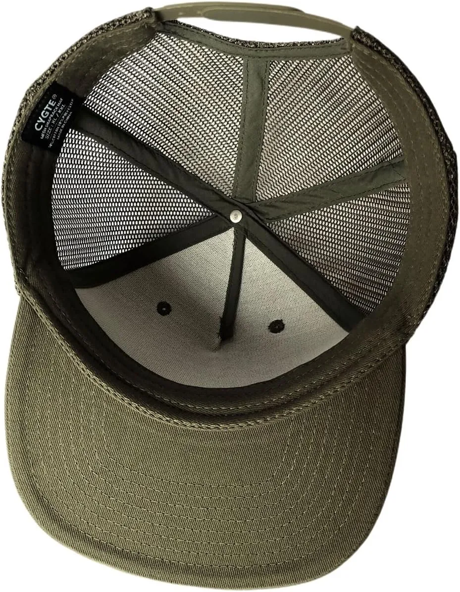 M-L, XL-XXL 5-Panel Mesh Back Trucker Flat Brim Hat