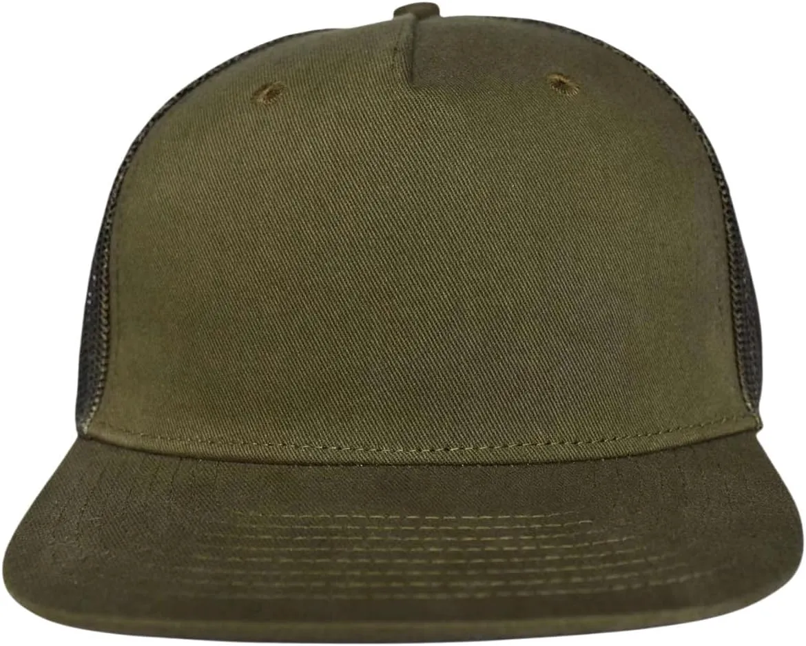M-L, XL-XXL 5-Panel Mesh Back Trucker Flat Brim Hat