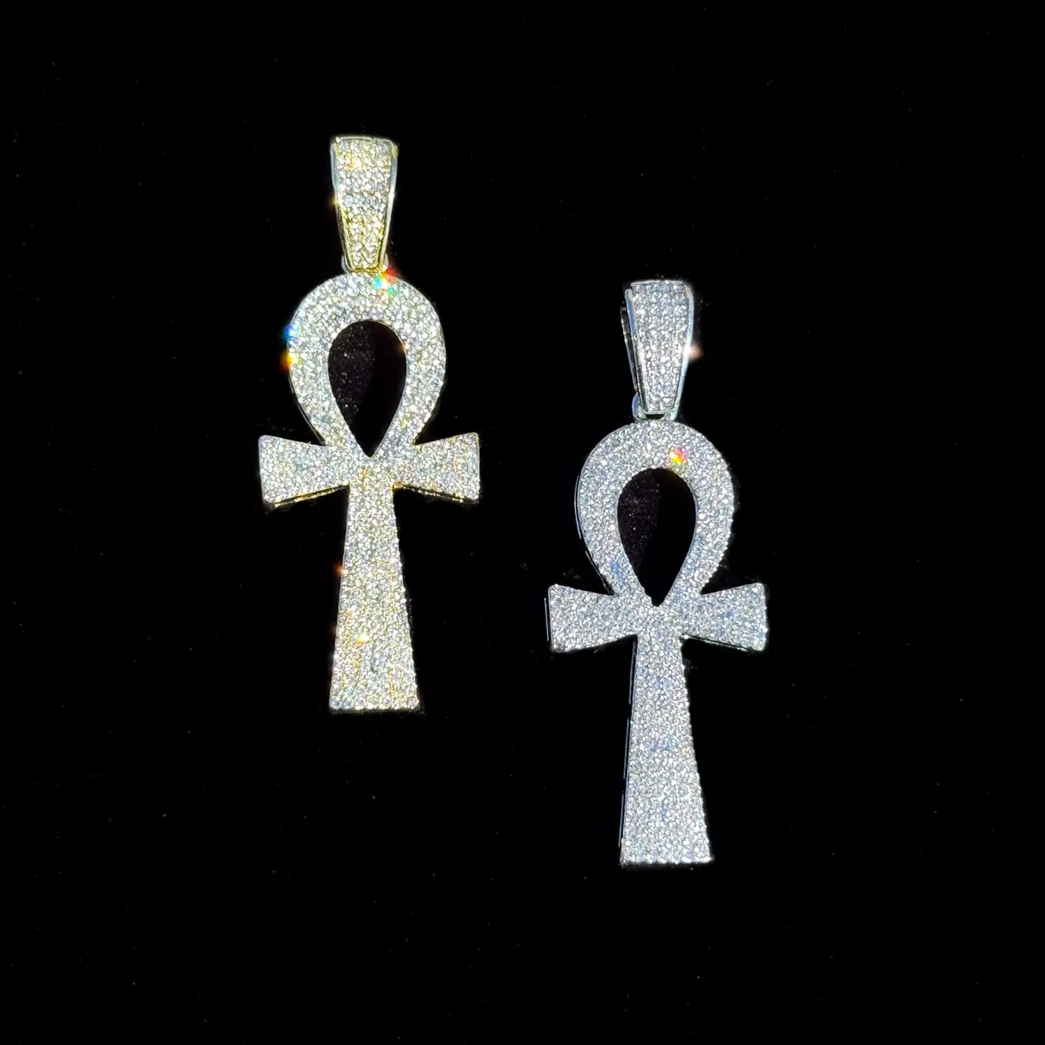 Men??s Large Iced-Out Cross Pendant with 3mm Tennis Chain ?C Hip-Hop Necklace, Sparkling Statement Jewelry, Gift for Him