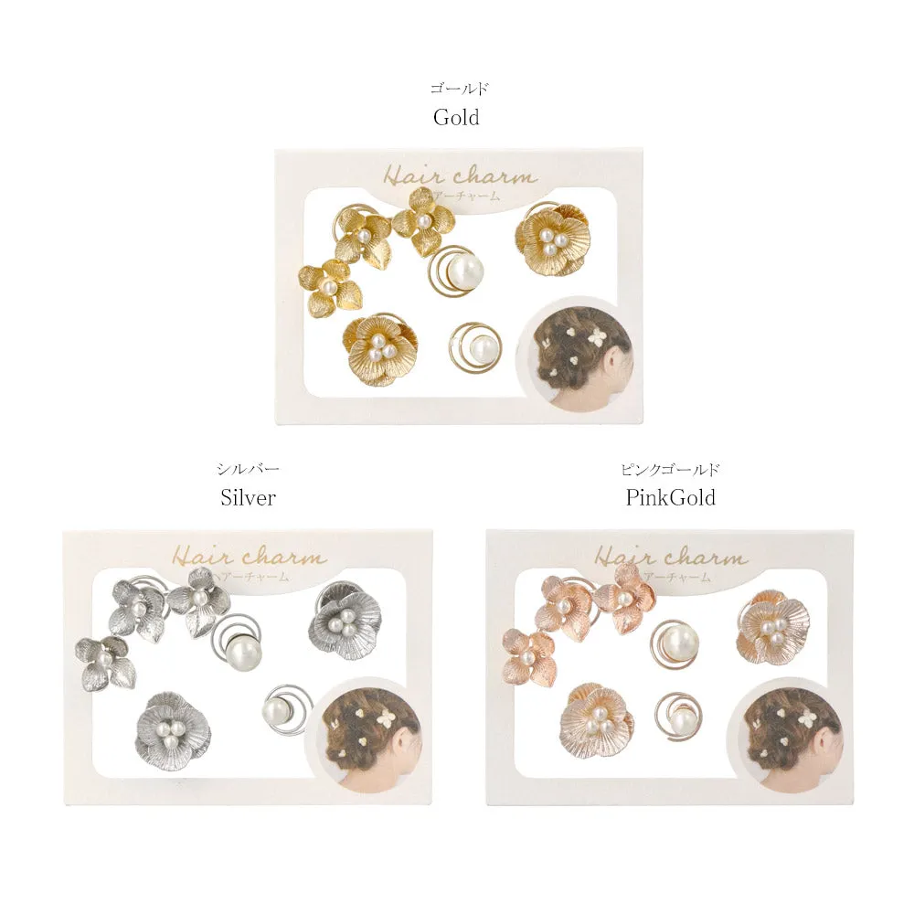 Mixed Flower Spiral Hairpin Set