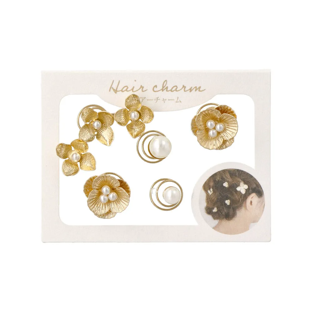 Mixed Flower Spiral Hairpin Set