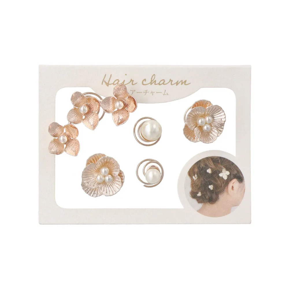 Mixed Flower Spiral Hairpin Set