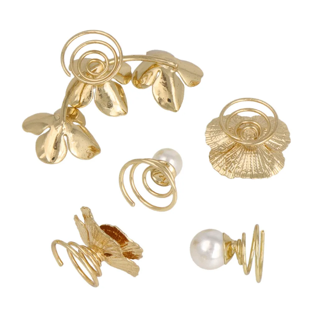 Mixed Flower Spiral Hairpin Set