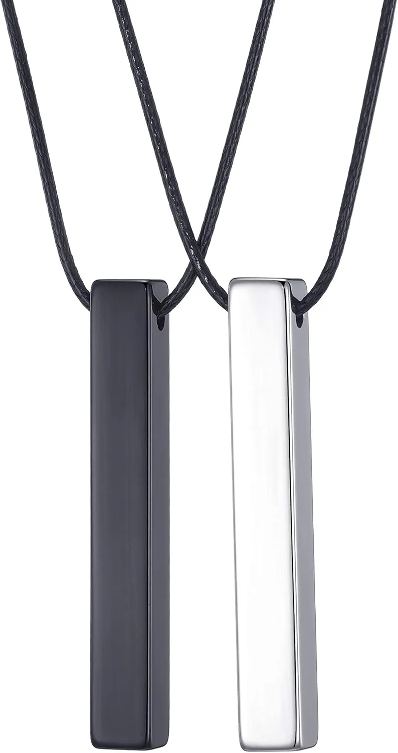 MOO&LEE Tungsten Carbide Bar Necklace for Men and Women, Couples Necklace, Unisex