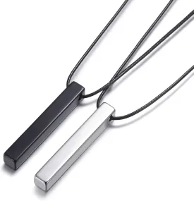 MOO&LEE Tungsten Carbide Bar Necklace for Men and Women, Couples Necklace, Unisex