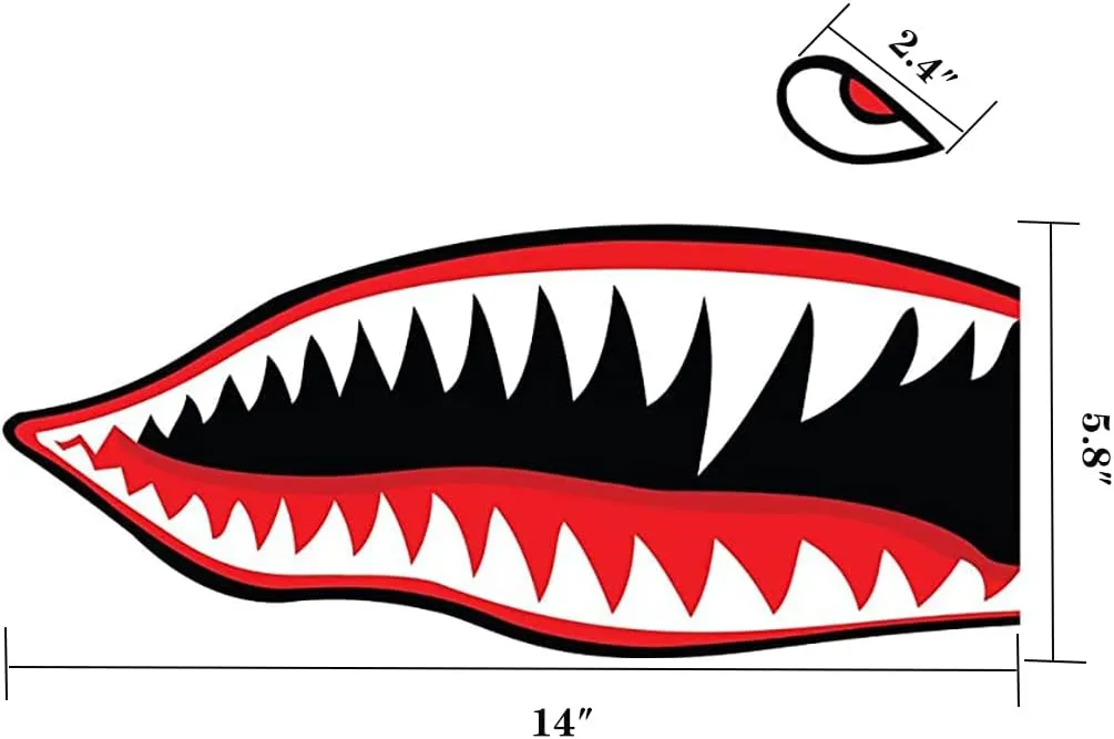 MOOCY 2Pcs Shark Teeth Mouth Kayak StickersKayak Decals Waterproof DIY Funny Graphics Accessories for Kayak Canoe Fishing Boat Car Truck Jet Ski Hobie Dagger Ocean Boat Decoration