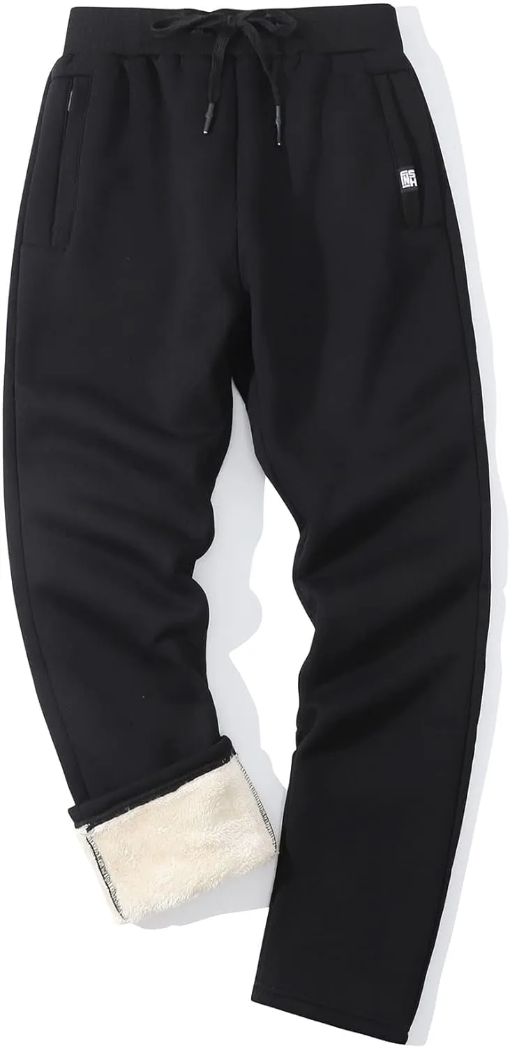 PEHMEA Fleece Joggers Pants for Men Winter Active Running Sherpa Lined Sweatpants