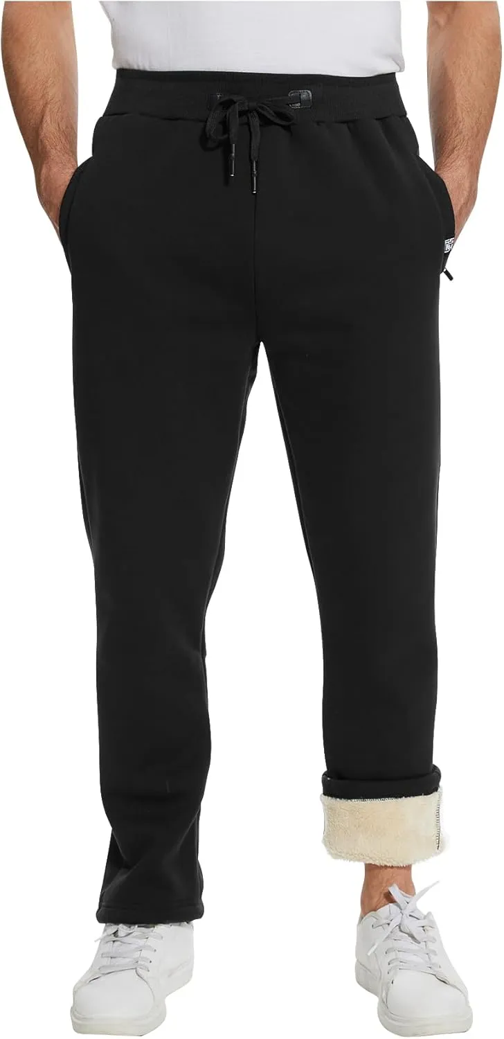 PEHMEA Fleece Joggers Pants for Men Winter Active Running Sherpa Lined Sweatpants